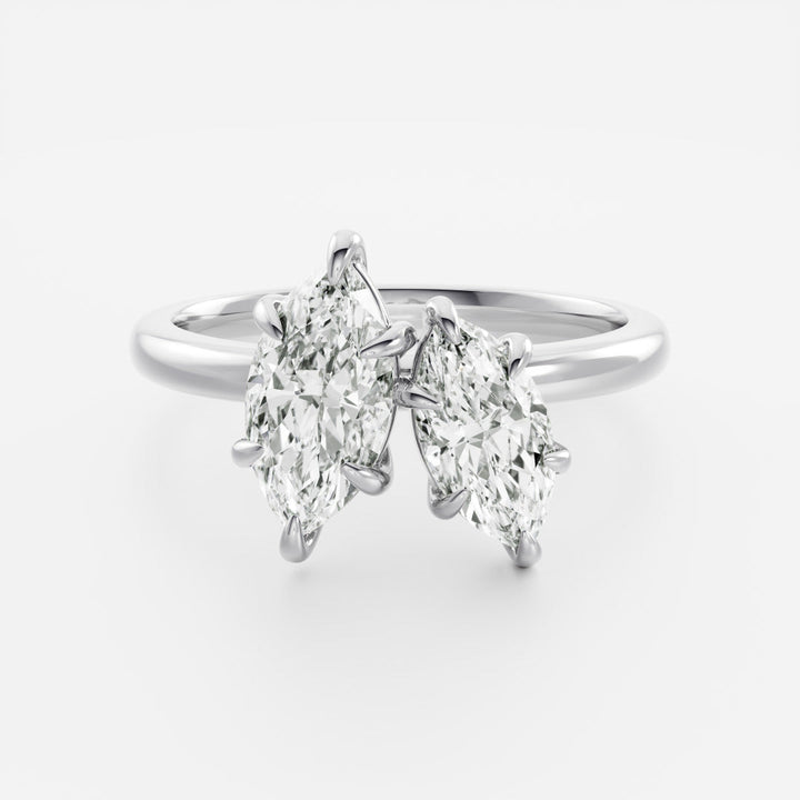 1.0CT Marquise Cut IGI Certified CVD Diamond Toi Et Moi Engagement Ring