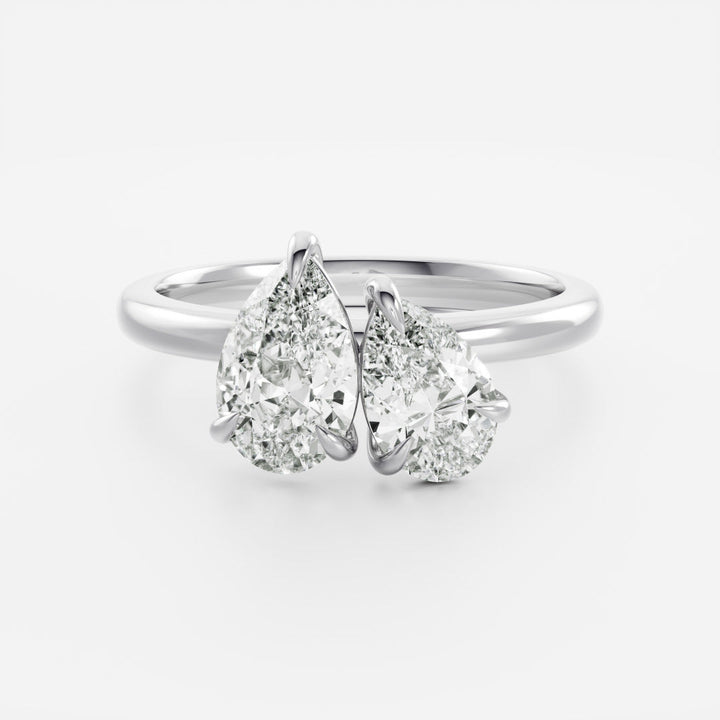 1.0CT Pear Cut E/VS Lab Grown Diamond Toi Et Moi Engagement Ring