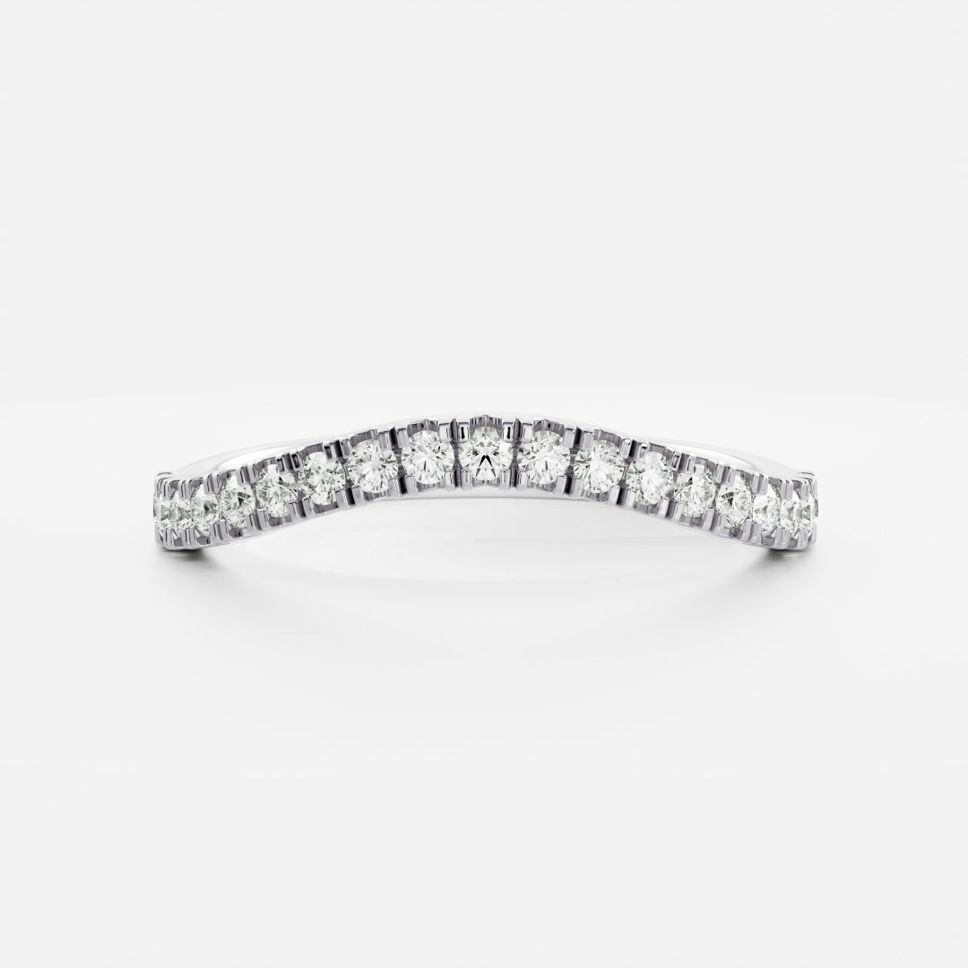 Round E/VS1 CVD Diamond Curved Pave Wedding Band