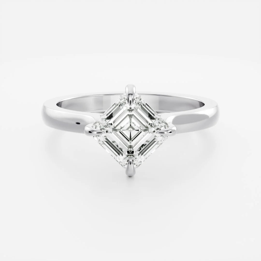 1.0CT Asscher Cut E/VVS IGI Certified CVD Diamond Cathedral Engagement Ring