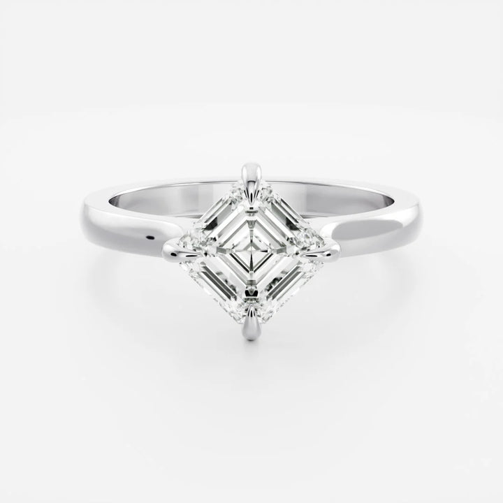 1.0CT Asscher Cut E/VVS IGI Certified CVD Diamond Cathedral Engagement Ring