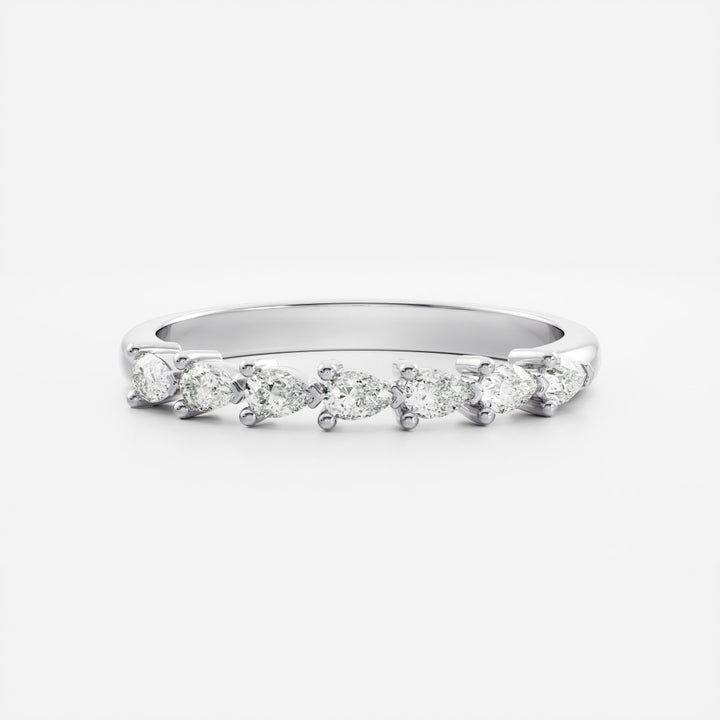 East West Pear E/VS1 Lab Grown Diamond Half Eternity Wedding Band