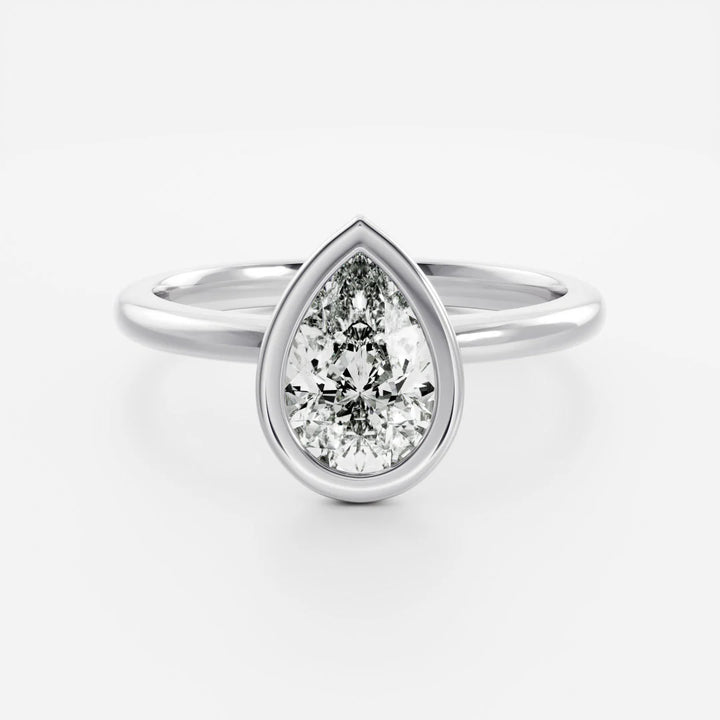 1.50CT Bezel Set Pear Cut E/VS Lab Grown Diamond Solitaire Engagement Ring