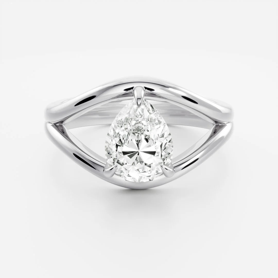 1.0ct Pear Cut Split Shank Unique Diamond Engagement Ring