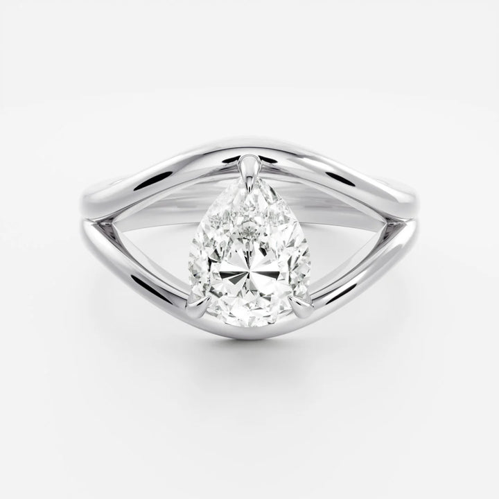 1.0ct Pear Cut Split Shank Unique Diamond Engagement Ring