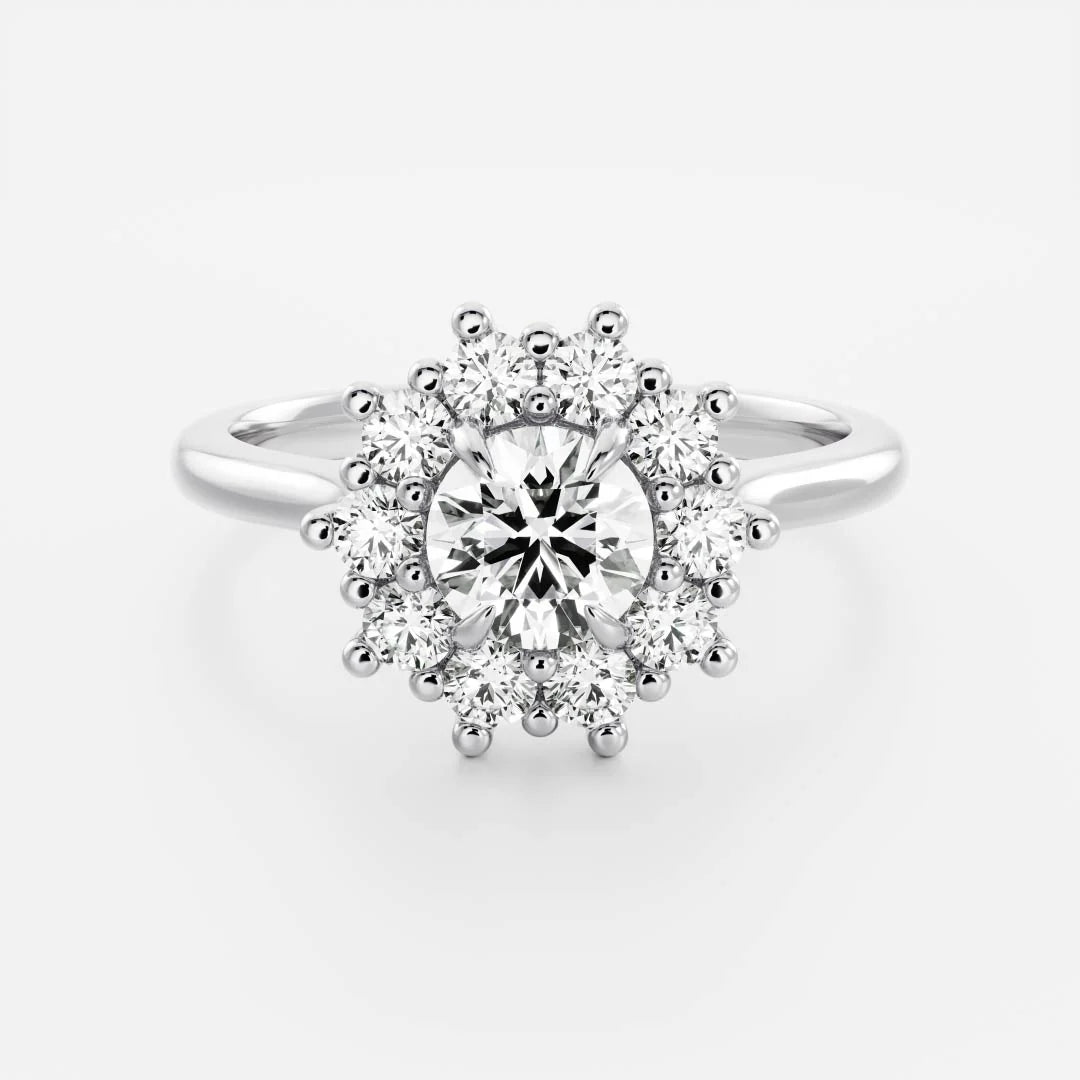 1.0ct Round Cut Halo Cathedral Diamond Engagement Ring