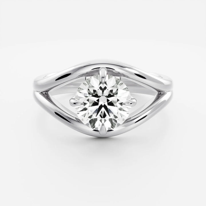 1.0ct Round Cut Split Shank Unique Diamond Engagement Ring