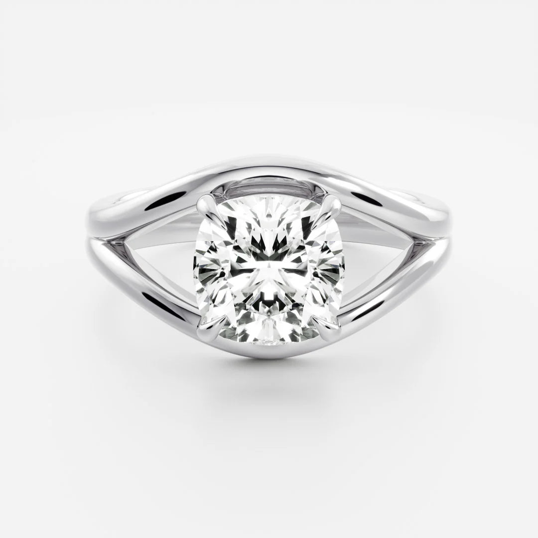1.0ct Cushion Cut Split Shank Unique Diamond Engagement Ring