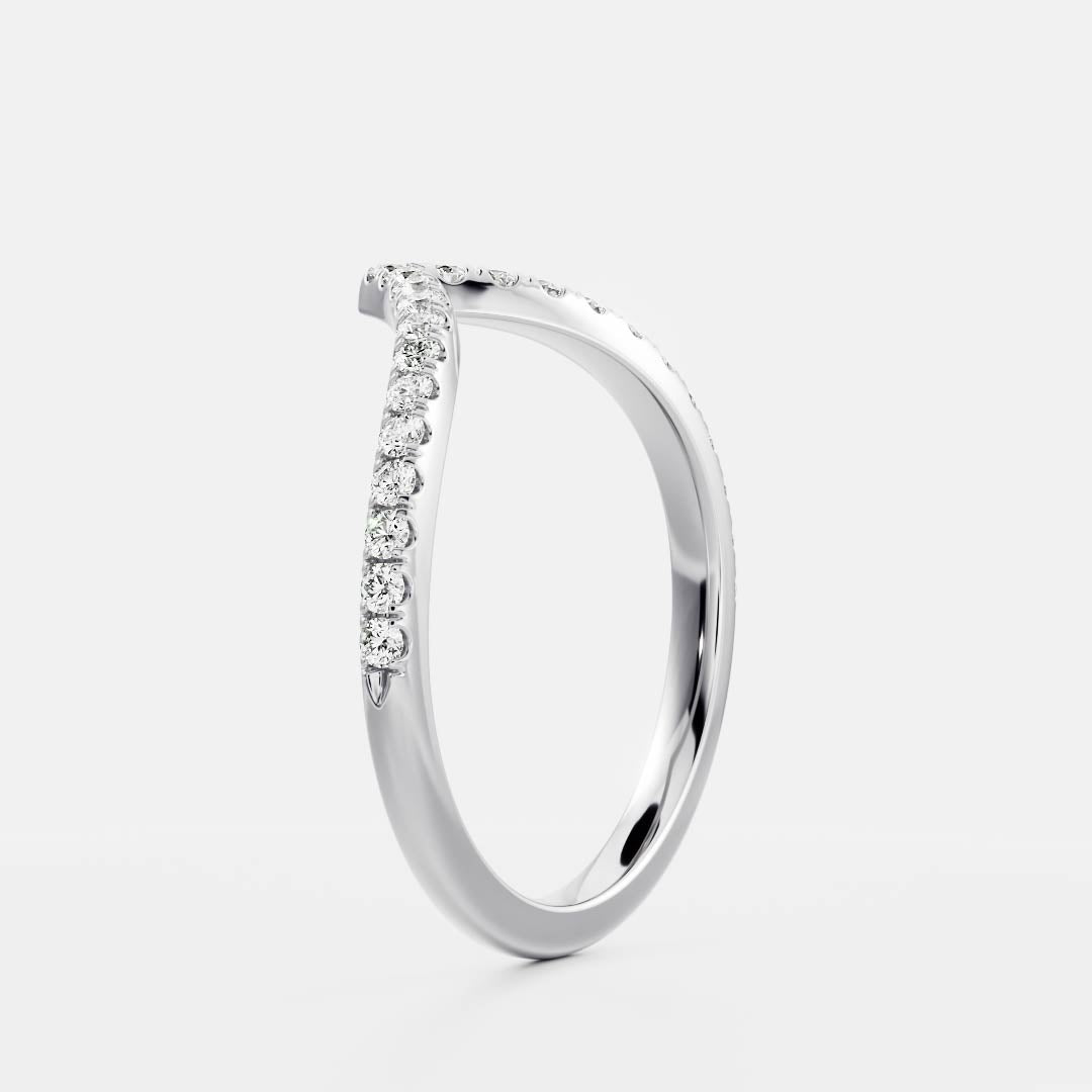 Round E/VS1 Lab Grown Diamond Curved Pave Wedding Band For Her