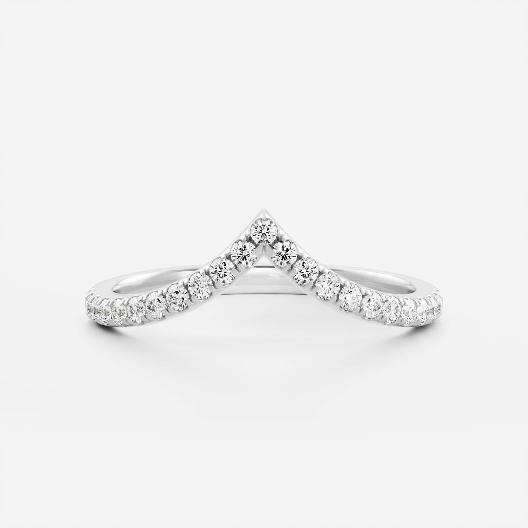 Round E/VS1 Lab Grown Diamond Curved Pave Wedding Band For Her