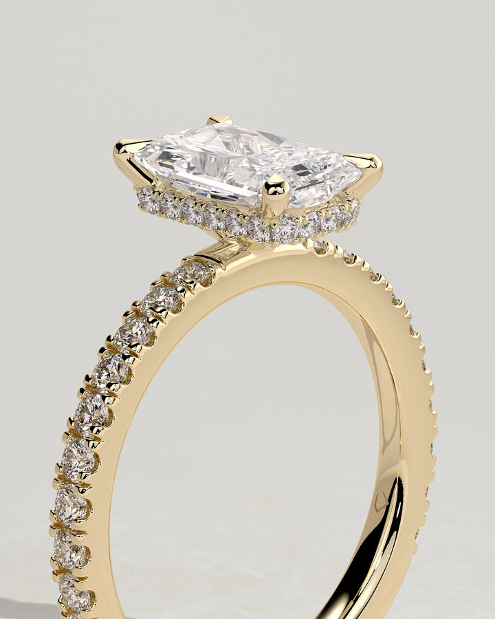 Wrap Around Hidden Halo E/VS1 Pave Engagement Ring
