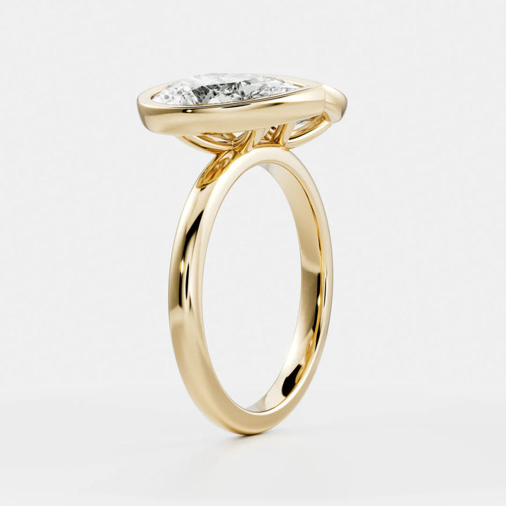 1.0CT Bezel Set Pear & Elongated Cushion Cut CVD Diamond Toi Et Moi Engagement Ring