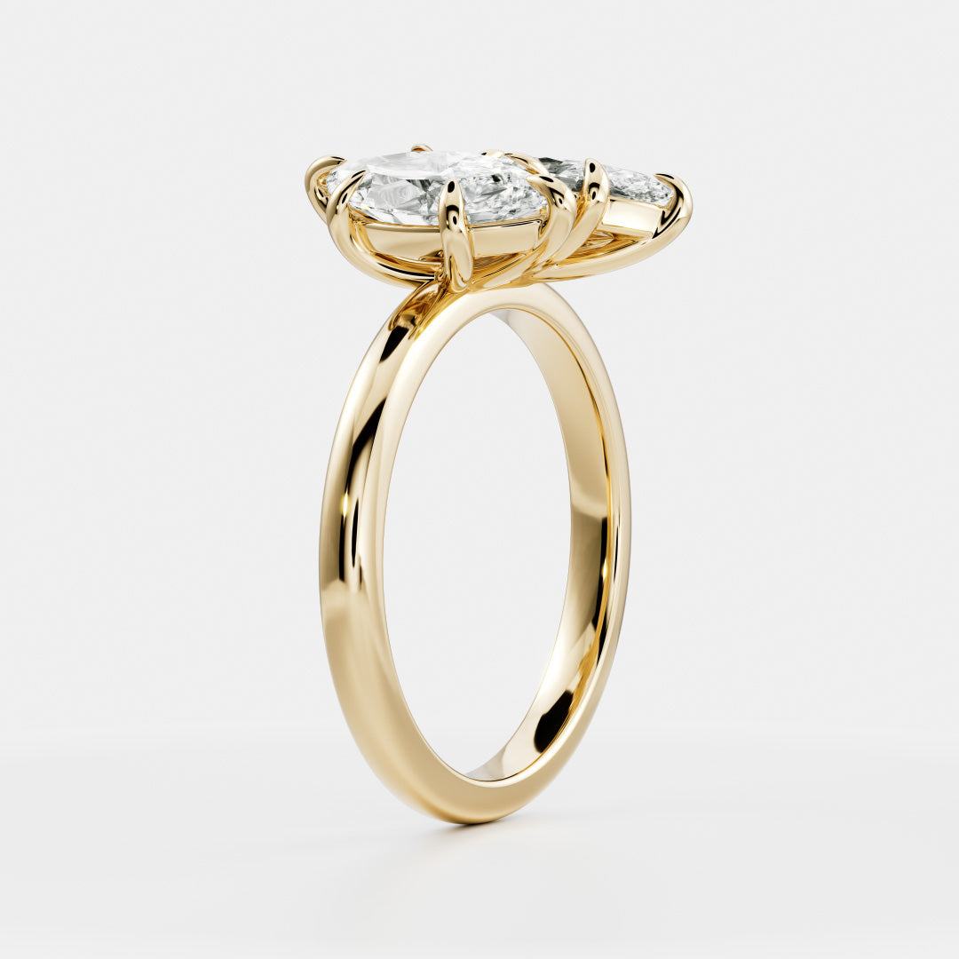 1.0CT Marquise Cut IGI Certified CVD Diamond Toi Et Moi Engagement Ring