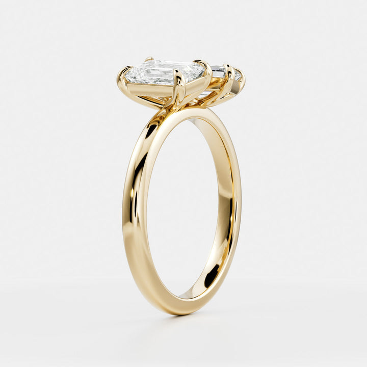 1.0CT Emerald Cut Lab Grown Diamond Toi Et Moi Engagement Ring