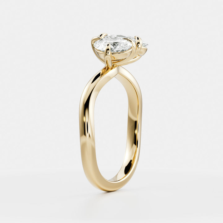 1.0CT Pear & Oval Lab Grown Diamond Curved Toi Et Moi Engagement Ring
