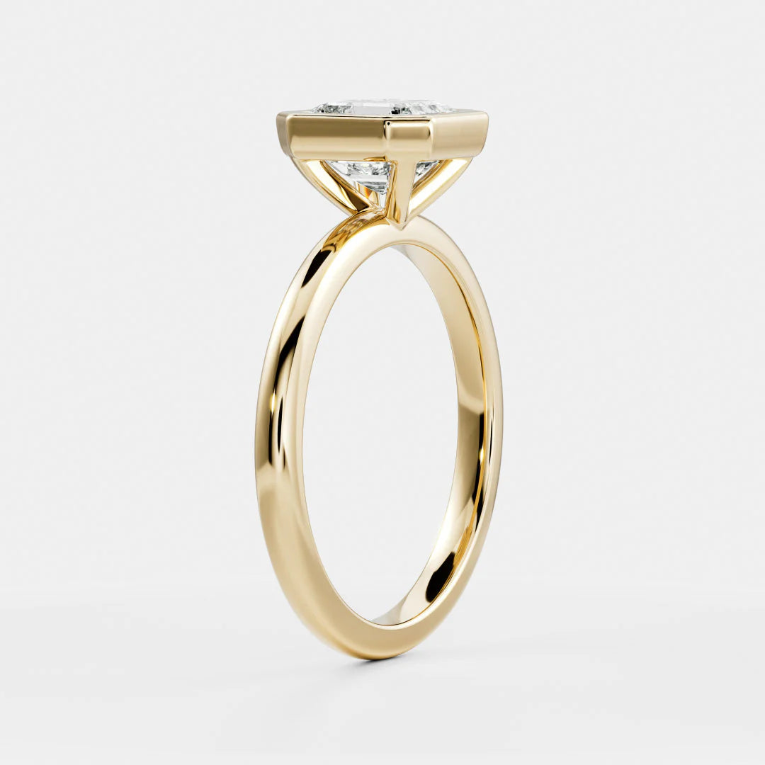 1.50CT Bezel Set Asscher Cut E/VS1 Lab Grown Diamond Solitaire Engagement Ring