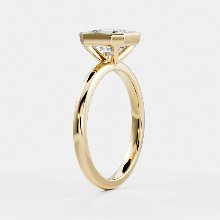 1.50CT Bezel Set Asscher Cut E/VS1 Lab Grown Diamond Solitaire Engagement Ring