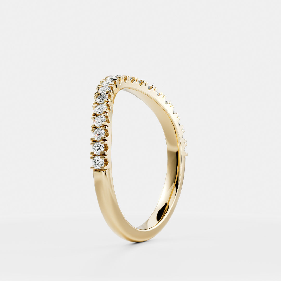 Round E/VS1 CVD Diamond Curved Pave Wedding Band
