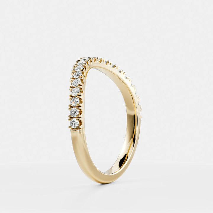 Round E/VS1 CVD Diamond Curved Pave Wedding Band