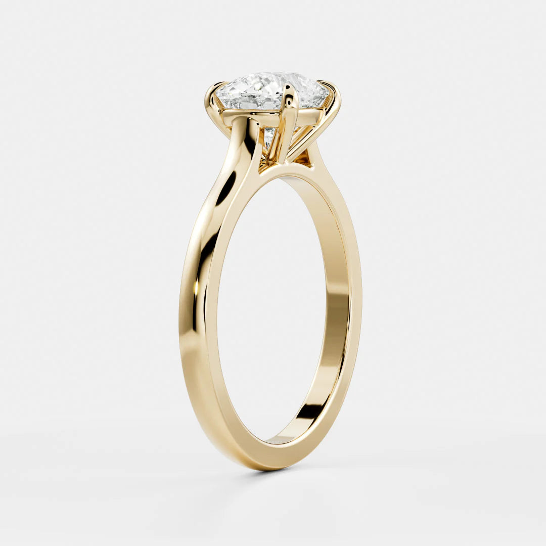 1.0ct Elongated Cushion East West Cut Cathedral Solitaire Band Unique Engagement Ring