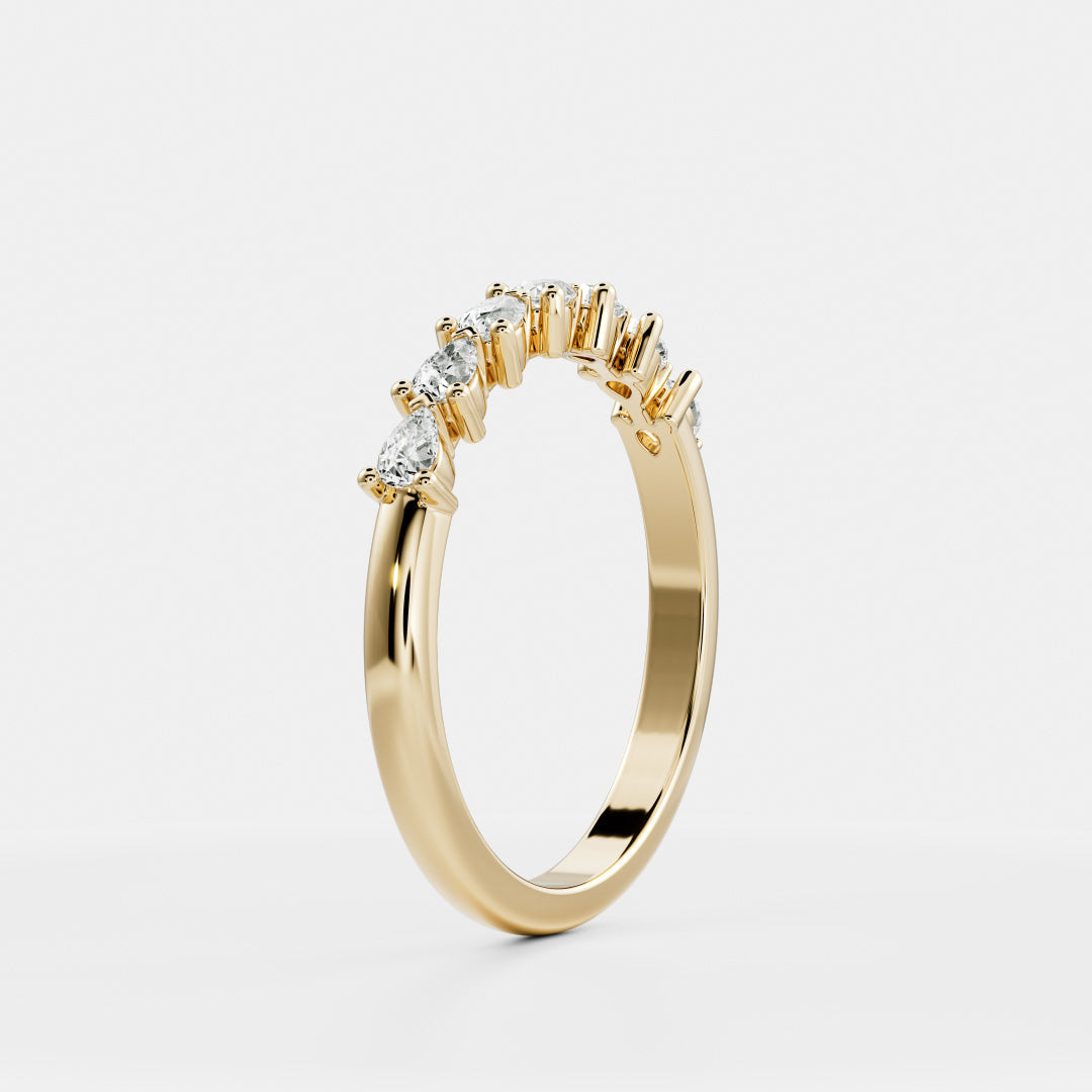 East West Pear E/VS1 Lab Grown Diamond Half Eternity Wedding Band