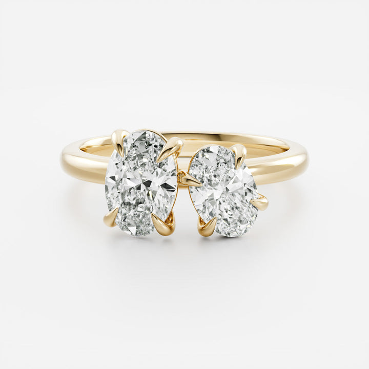 1.0CT Oval Cut IGI Certified CVD Diamond Toi Et Moi Engagement Ring