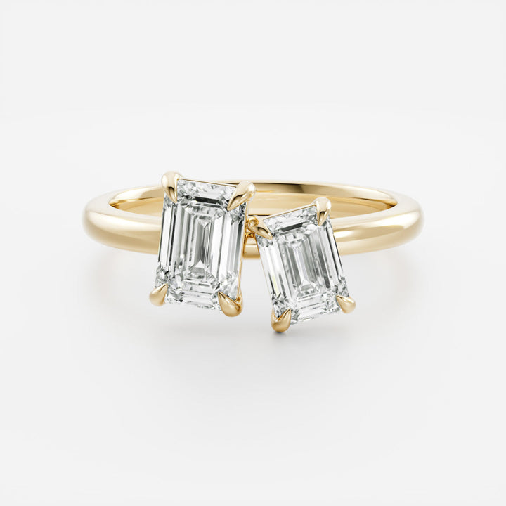1.0CT Emerald Cut Lab Grown Diamond Toi Et Moi Engagement Ring