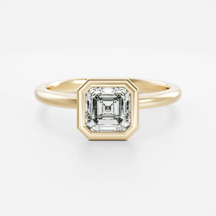 1.50CT Bezel Set Asscher Cut E/VS1 Lab Grown Diamond Solitaire Engagement Ring