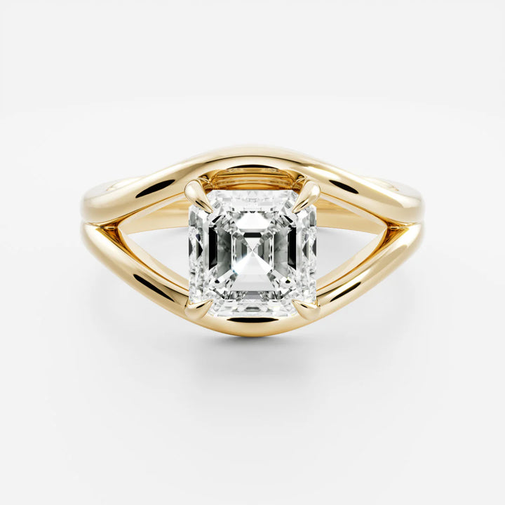 1.0ct Asscher Cut Split Shank Unique Diamond Engagement Ring