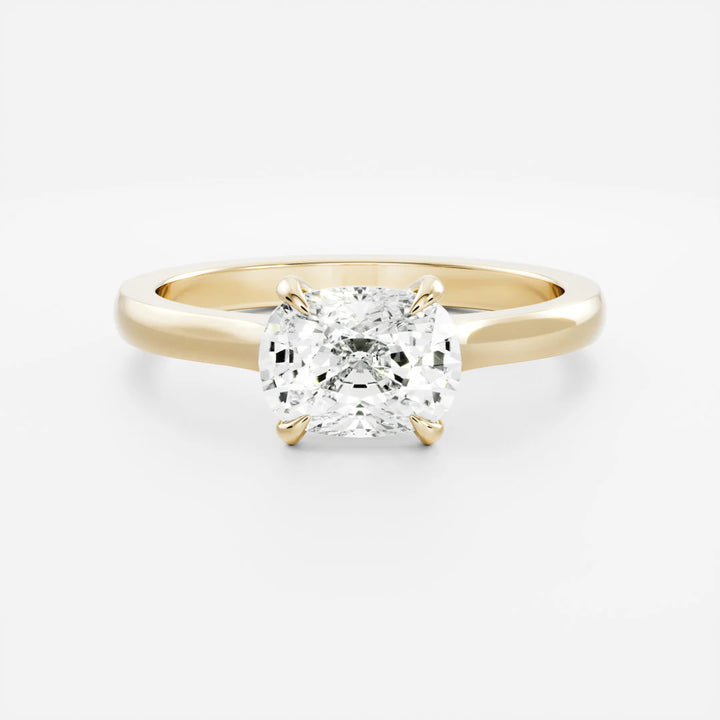 1.0ct Elongated Cushion East West Cut Cathedral Solitaire Band Unique Engagement Ring