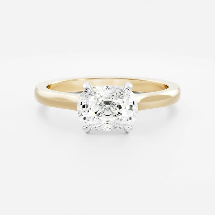 1.0CT East West Elongated Cushion Cut Lab Grown Diamond Cathedral Engagement Ring