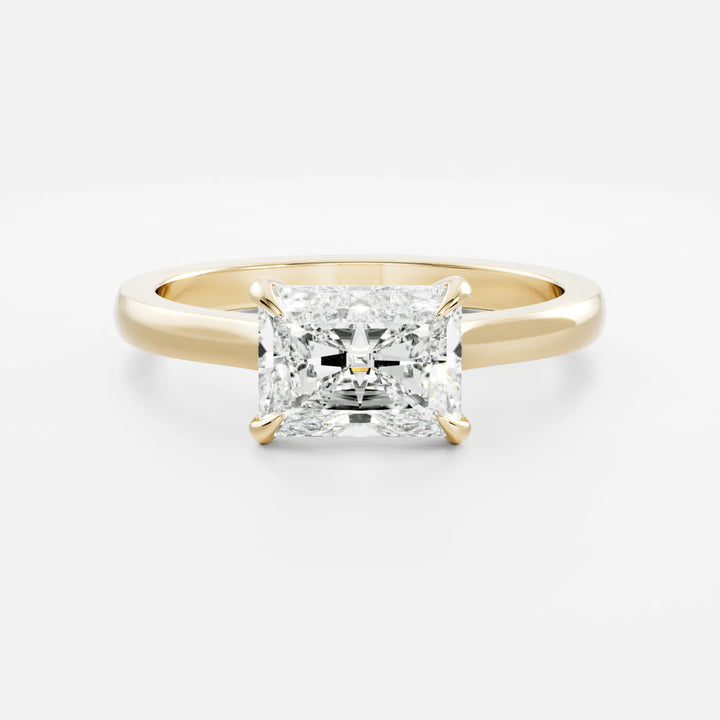 1.0ct Radiant East West Cut Cathedral Solitaire Band Unique Engagement Ring
