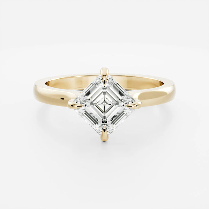 1.0ct Asscher Cut East West Solitaire Band Unique Engagement Ring