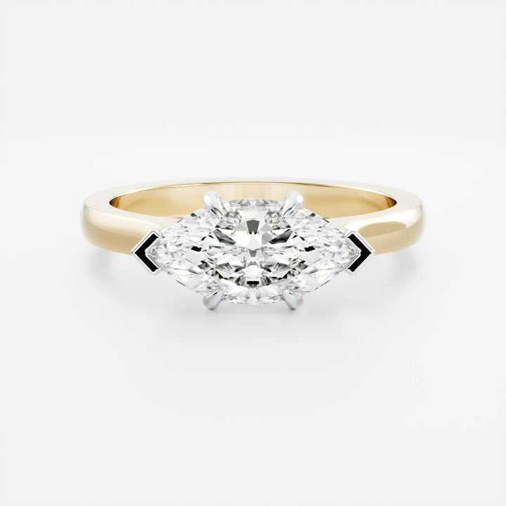 1.50CT East West Marquise Cut IGI Certified Diamond Cathedral Engagement Ring