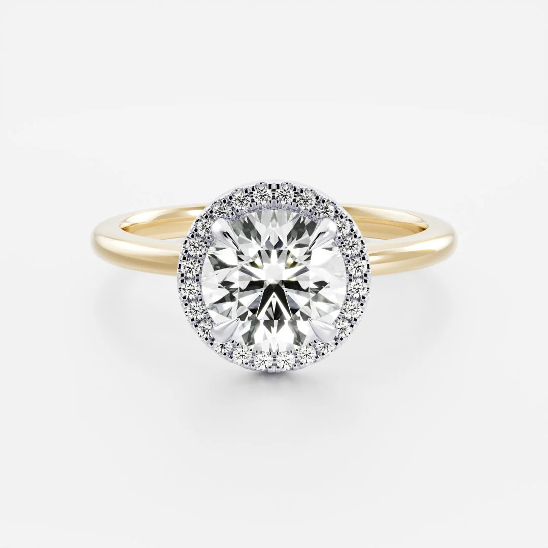 1.0CT Round Cut Lab Grown Diamond Halo Solitaire Engagement Ring