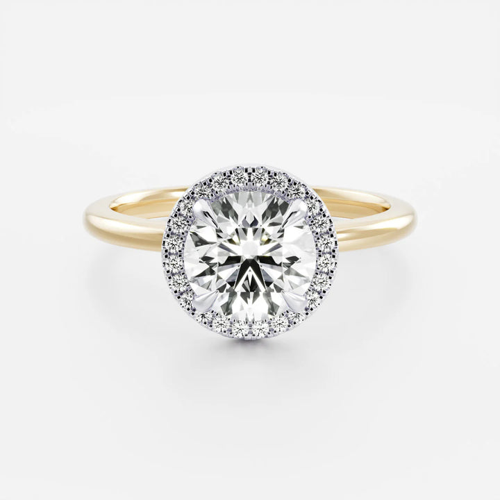 1.0CT Round Cut Lab Grown Diamond Halo Solitaire Engagement Ring