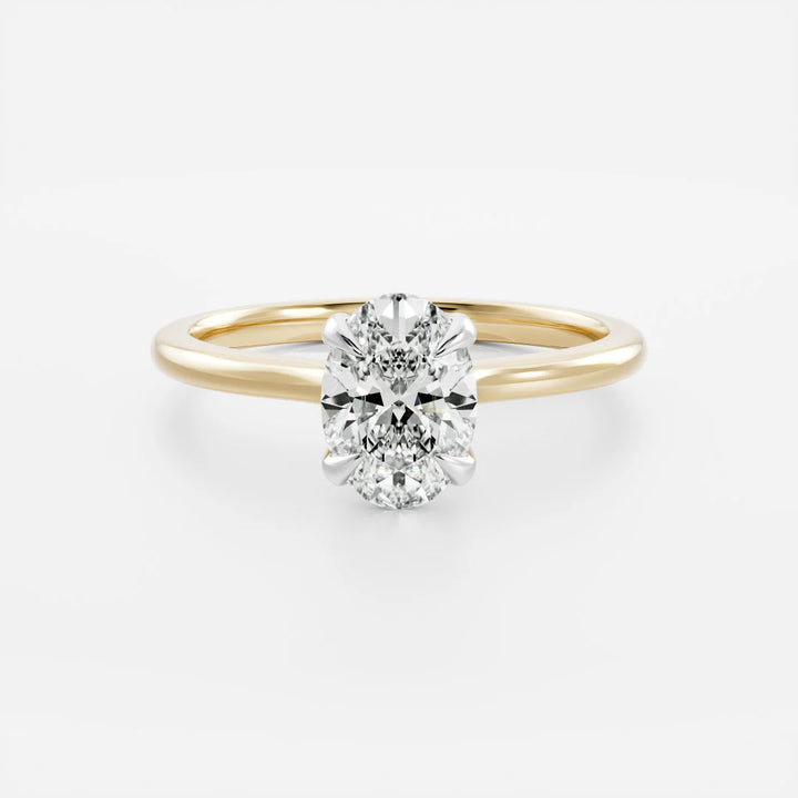 1.0CT Oval Cut E/VS Lab Grown Diamond Cathedral Engagement Ring