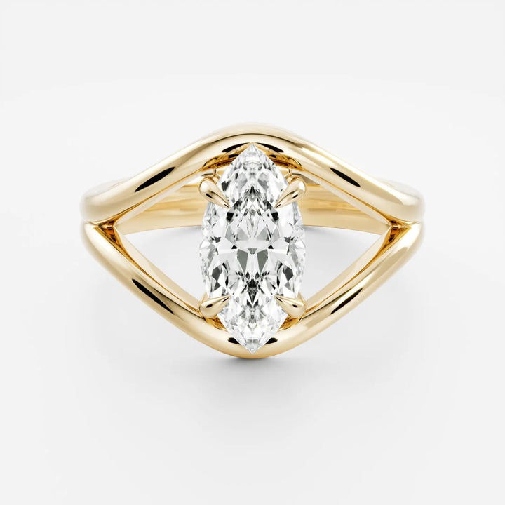 2.0ct Marquise Cut Split Shank Unique Diamond Engagement Ring