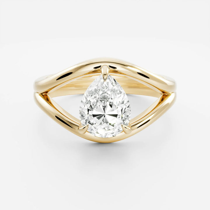 1.0ct Pear Cut Split Shank Unique Diamond Engagement Ring