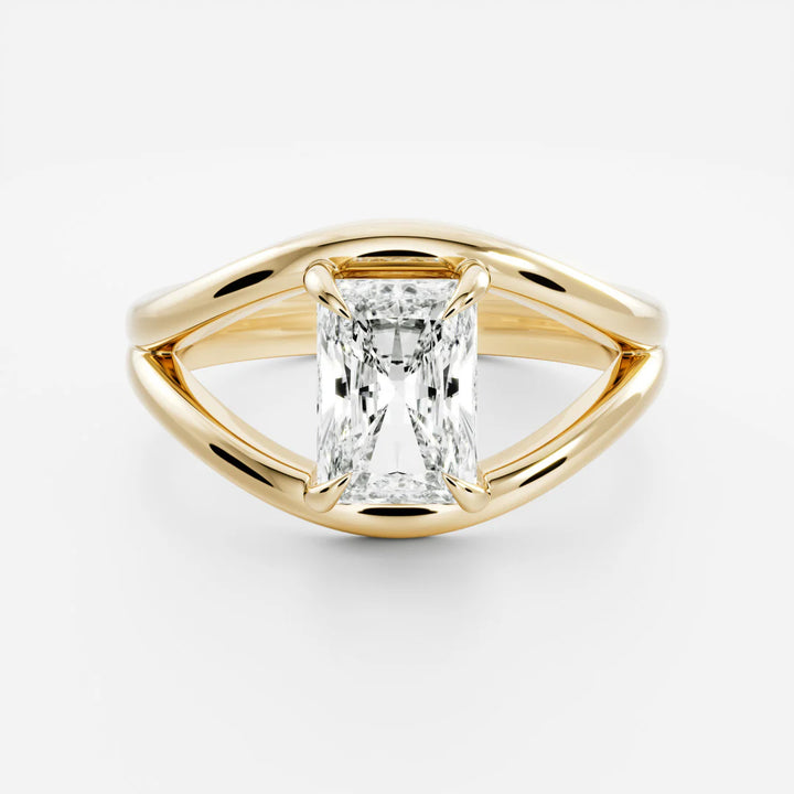 2.0ct Radiant Cut Split Shank Unique Diamond Engagement Ring