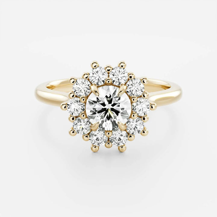 1.0ct Round Cut Halo Cathedral Diamond Engagement Ring
