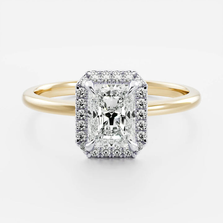 1.0CT Radiant Cut Lab Grown Diamond Halo Solitaire Engagement Ring