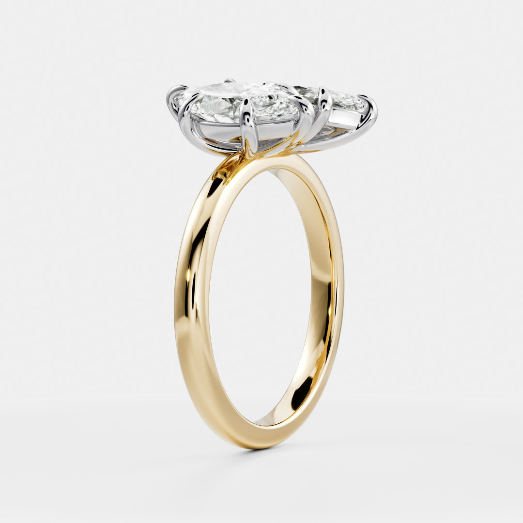 1.0CT Marquise Cut IGI Certified CVD Diamond Toi Et Moi Engagement Ring