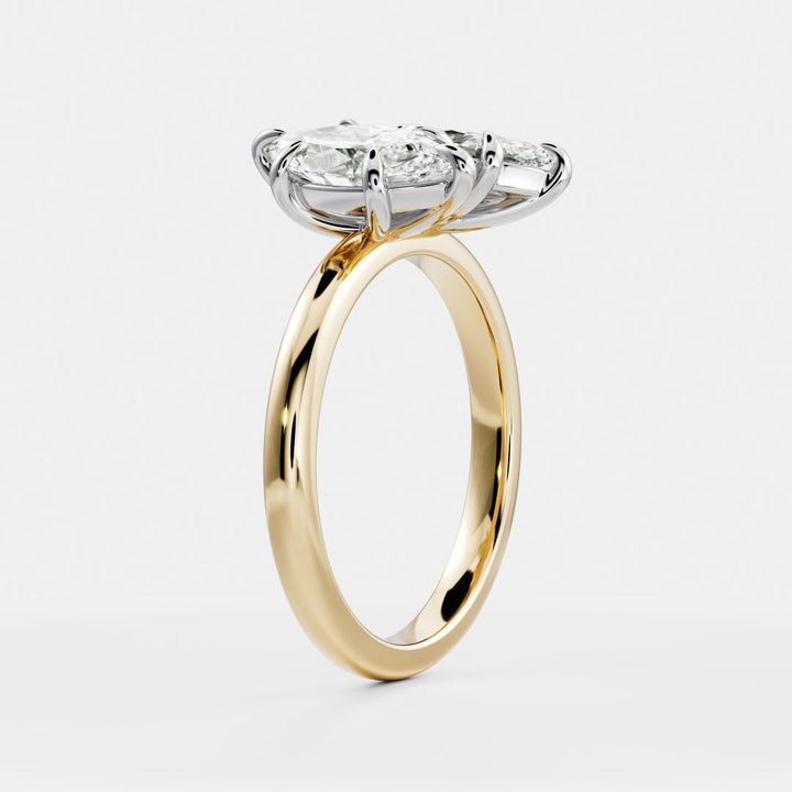 1.0CT Marquise Cut IGI Certified CVD Diamond Toi Et Moi Engagement Ring