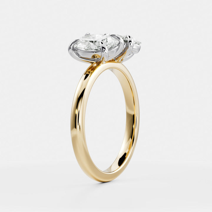 1.0CT Oval Cut IGI Certified CVD Diamond Toi Et Moi Engagement Ring