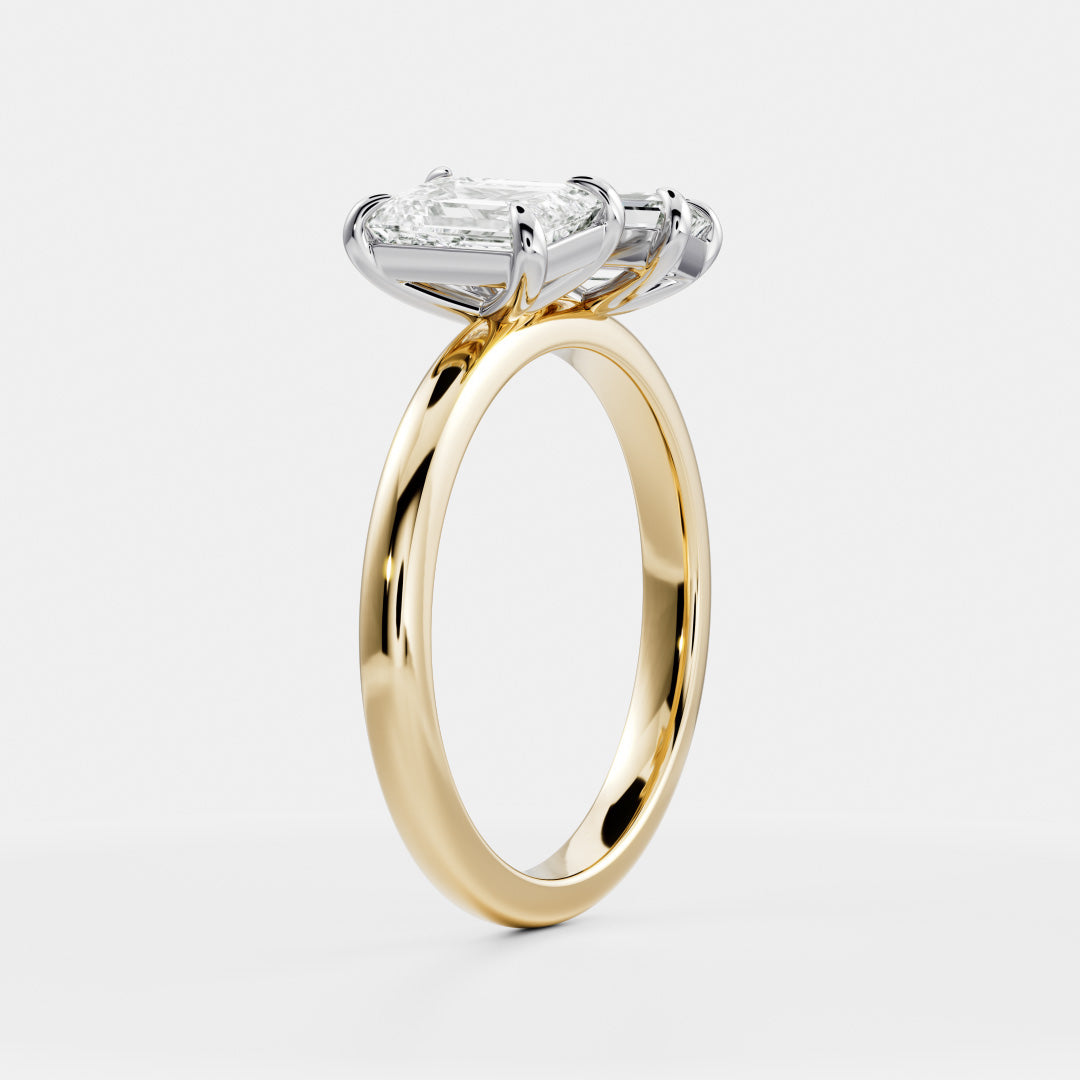 1.0CT Emerald Cut Lab Grown Diamond Toi Et Moi Engagement Ring
