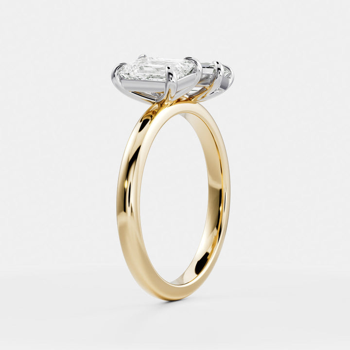 1.0CT Emerald Cut Lab Grown Diamond Toi Et Moi Engagement Ring