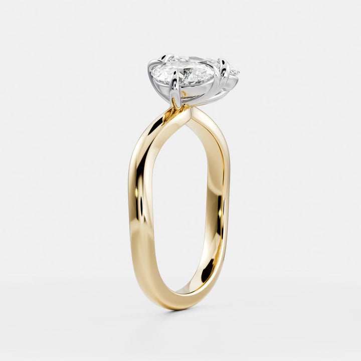 1.0CT Pear & Oval Lab Grown Diamond Curved Toi Et Moi Engagement Ring