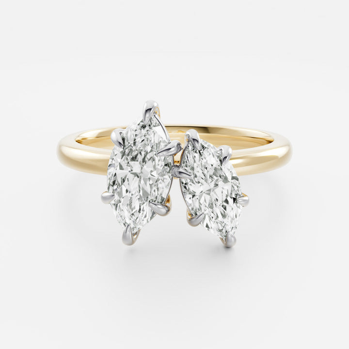 1.0CT Marquise Cut IGI Certified CVD Diamond Toi Et Moi Engagement Ring