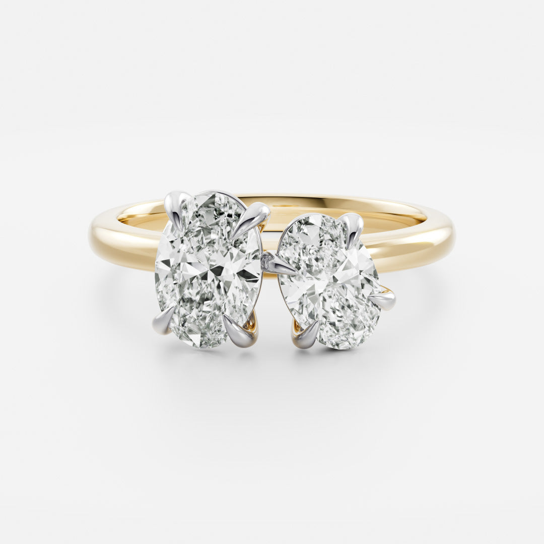 1.0CT Oval Cut IGI Certified CVD Diamond Toi Et Moi Engagement Ring